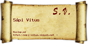 Sápi Vitus névjegykártya